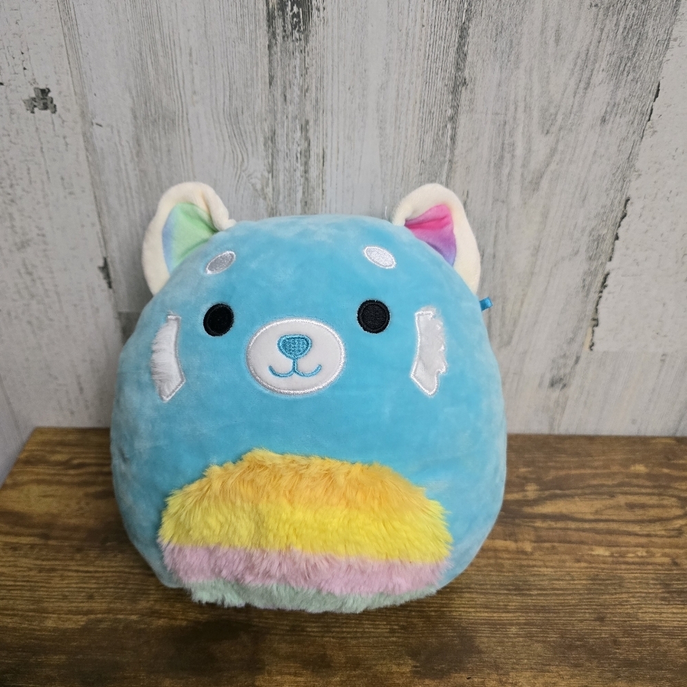 Squishmallows Vanessa 8" The Blue Red Panda w/ furry Rainbow Belly Kellytoy